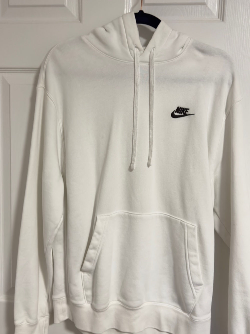Nike White Crewneck Hoodie with Black Swoosh